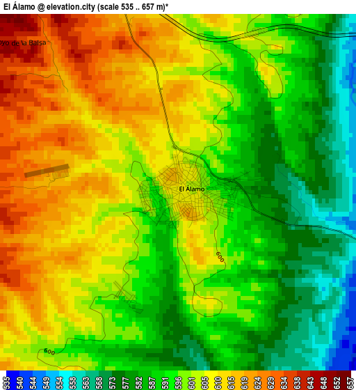 El Álamo elevation map