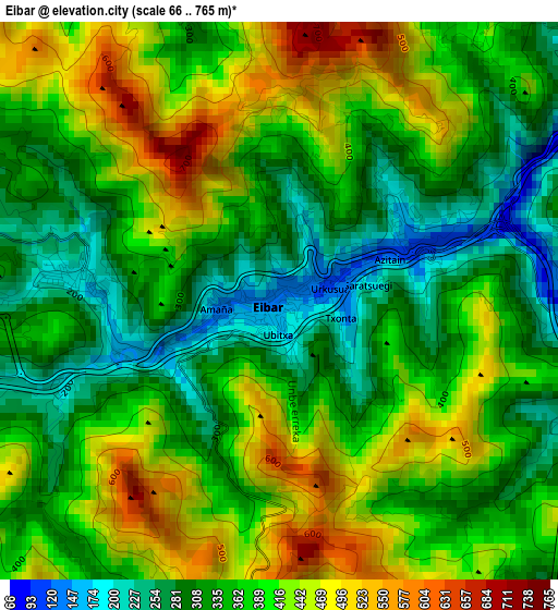 Eibar elevation map