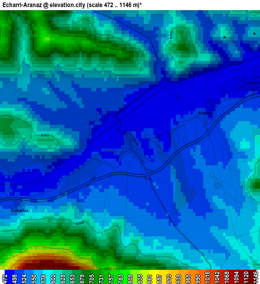 Echarri-Aranaz elevation map