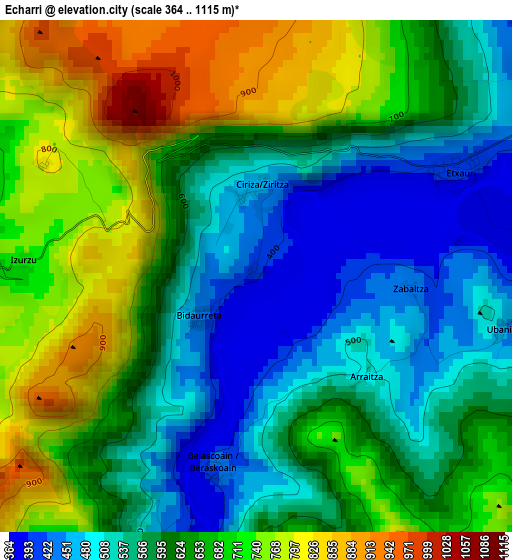 Echarri elevation map