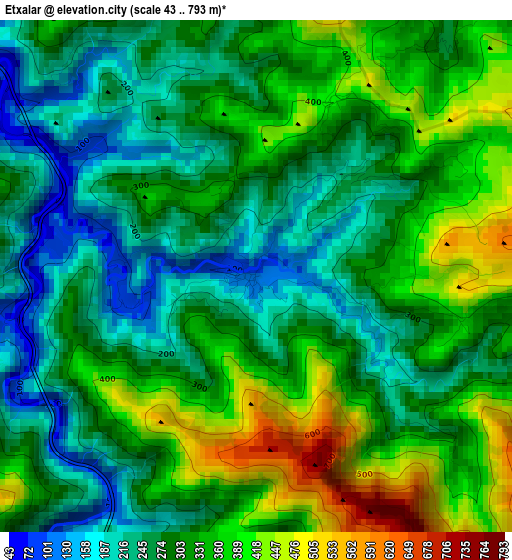 Etxalar elevation map