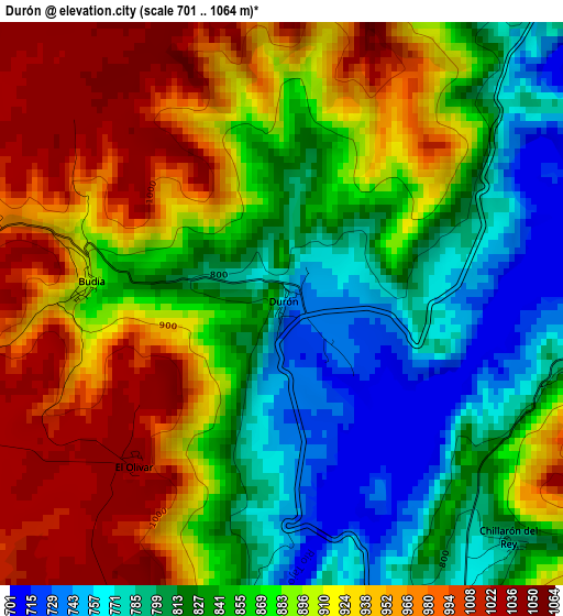 Durón elevation map