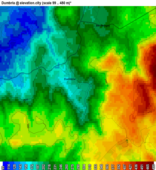 Dumbría elevation map