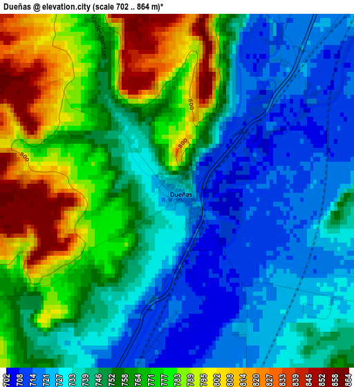 Dueñas elevation map