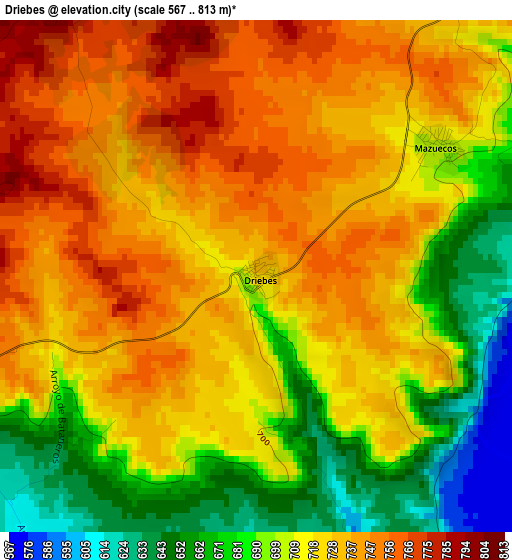 Driebes elevation map