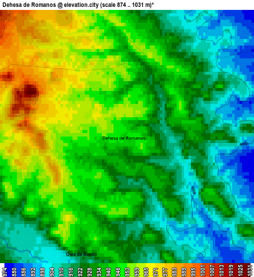 Dehesa de Romanos elevation map