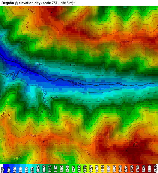 Degaña elevation map