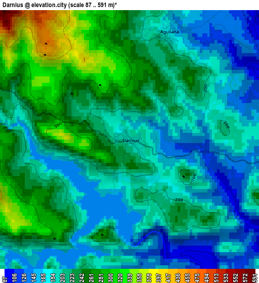 Darnius elevation map