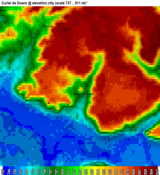 Curiel de Duero elevation map