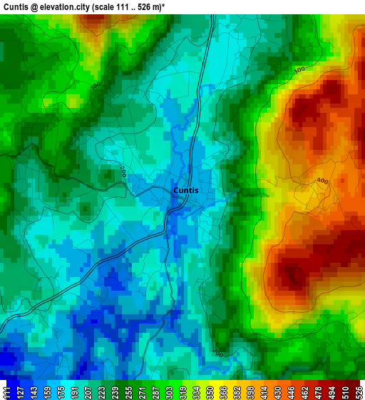 Cuntis elevation map