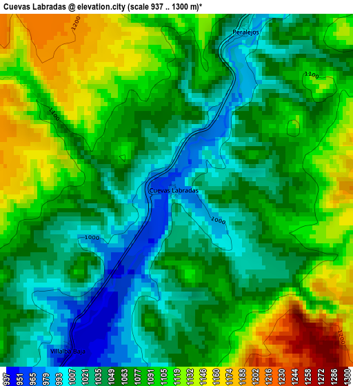 Cuevas Labradas elevation map