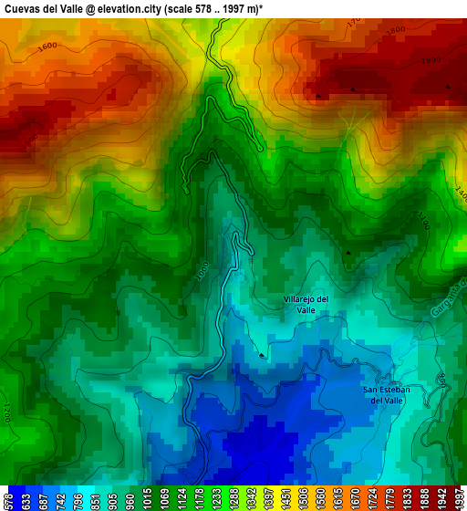 Cuevas del Valle elevation map