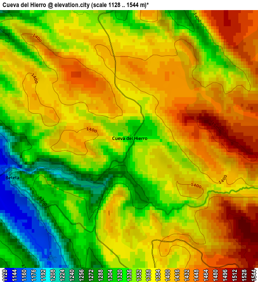 Cueva del Hierro elevation map