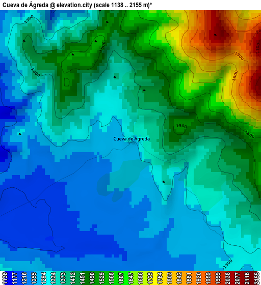 Cueva de Ágreda elevation map