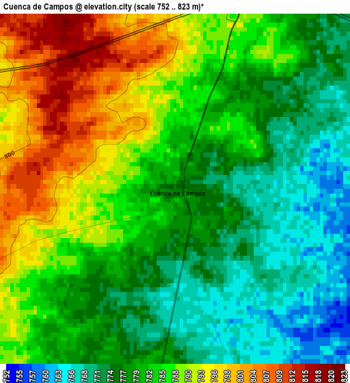 Cuenca de Campos elevation map