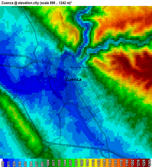 Cuenca elevation map