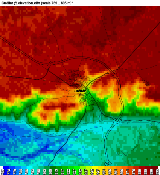 Cuéllar elevation map