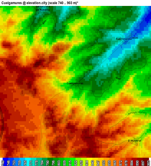 Cuelgamures elevation map