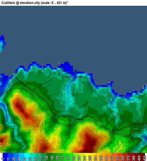 Cudillero elevation map