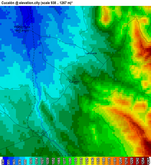 Cucalón elevation map