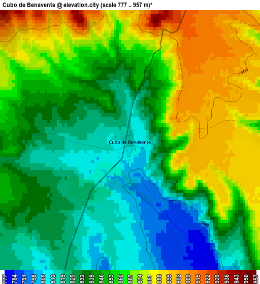 Cubo de Benavente elevation map