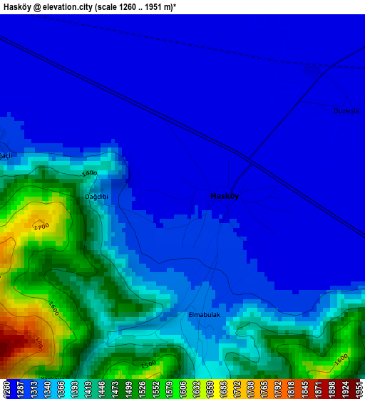 Hasköy elevation map