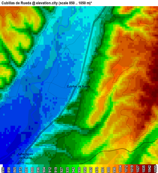 Cubillas de Rueda elevation map