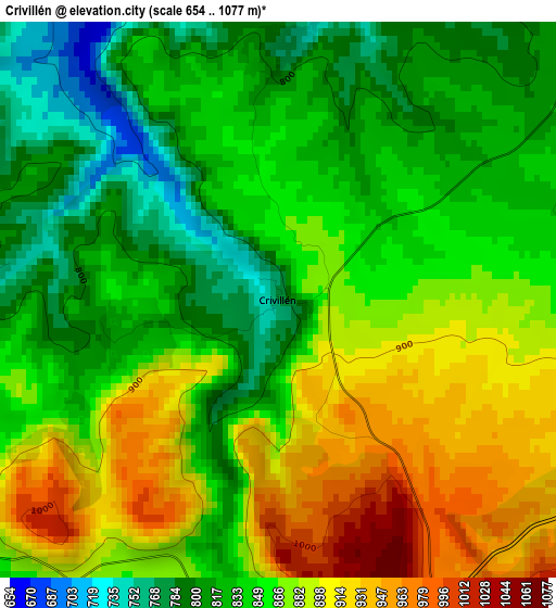 Crivillén elevation map