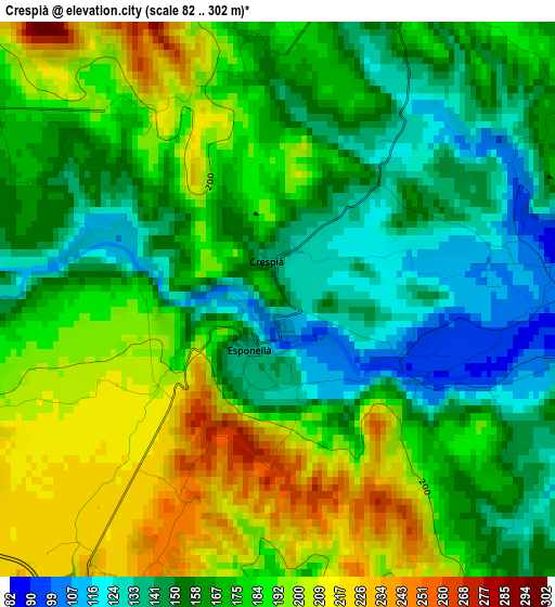 Crespià elevation map