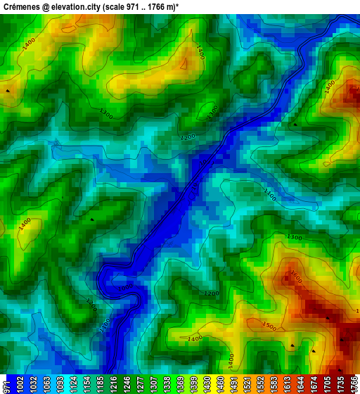 Crémenes elevation map