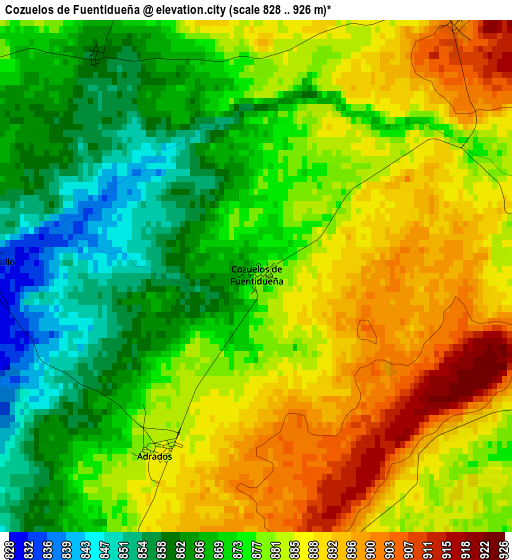 Cozuelos de Fuentidueña elevation map