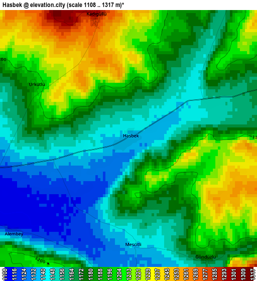 Hasbek elevation map