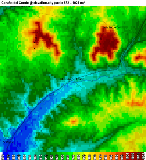 Coruña del Conde elevation map