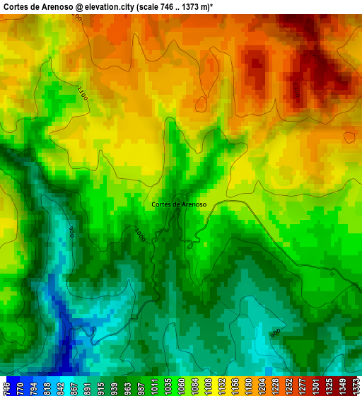 Cortes de Arenoso elevation map