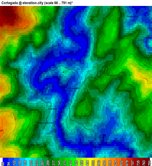 Cortegada elevation map