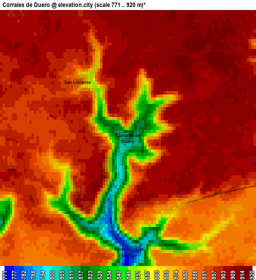 Corrales de Duero elevation map