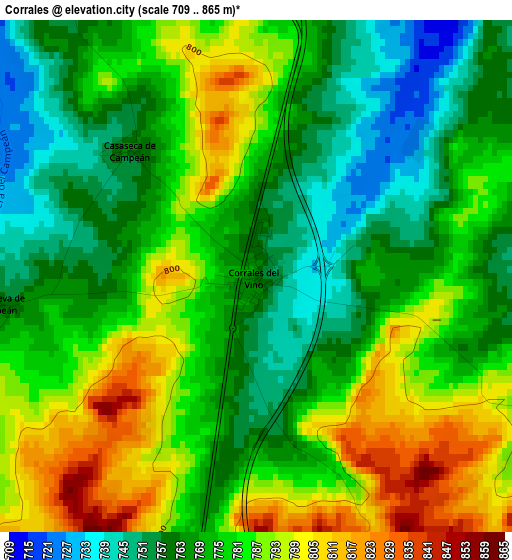 Corrales elevation map