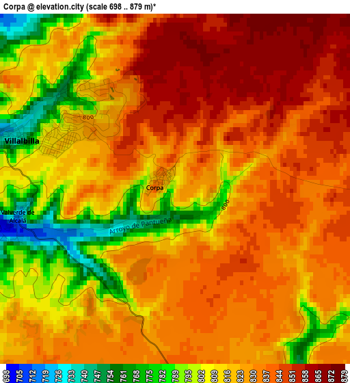 Corpa elevation map