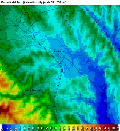 Cornellà del Terri elevation map