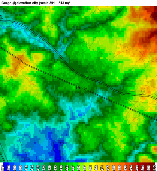 Corgo elevation map