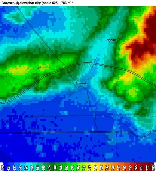 Coreses elevation map