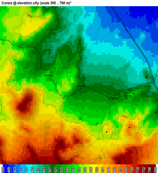 Corera elevation map