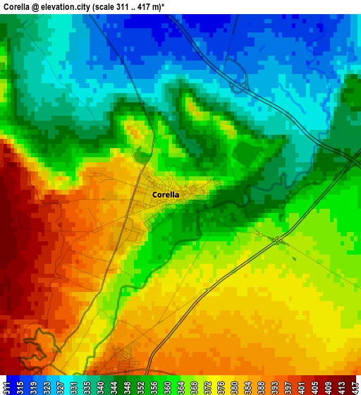 Corella elevation map