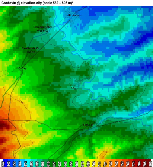 Cordovín elevation map
