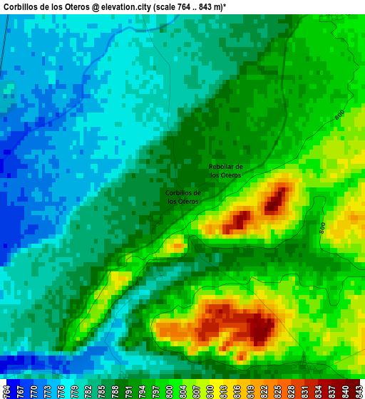 Corbillos de los Oteros elevation map