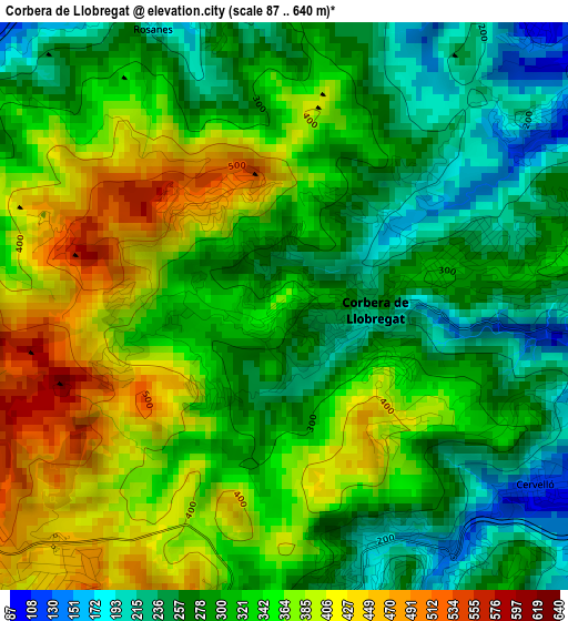 Corbera de Llobregat elevation map