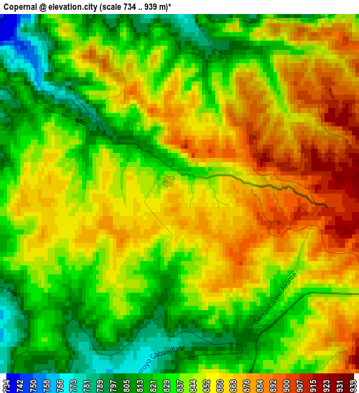 Copernal elevation map