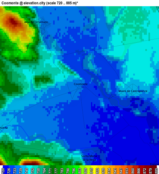 Coomonte elevation map