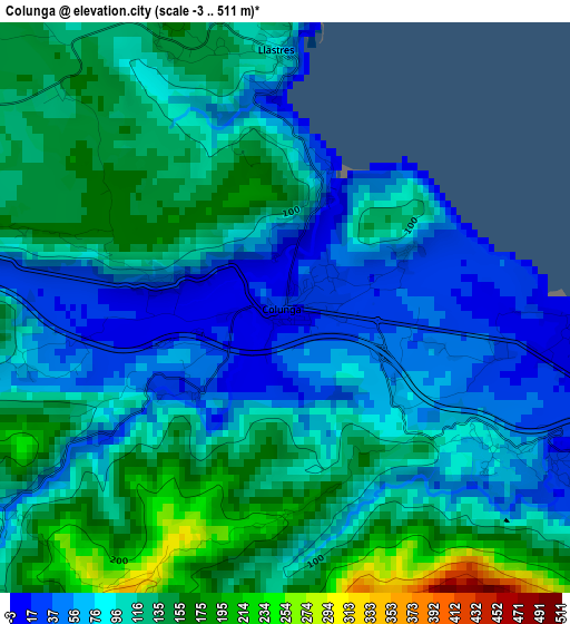 Colunga elevation map