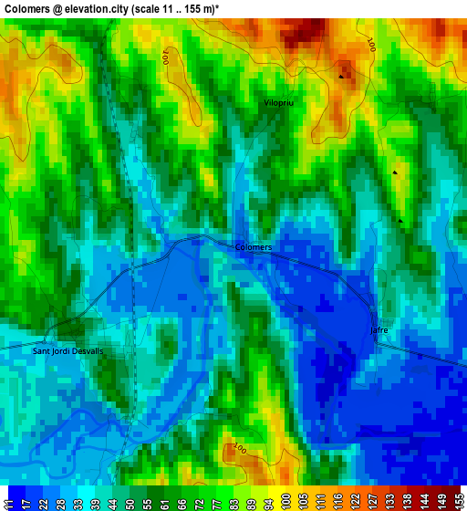 Colomers elevation map